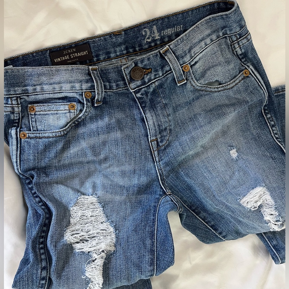 J. Crew Vintage Straight Jeans - Destructed - size 24